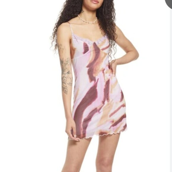 bp Dresses & Skirts - Lace Cami Mesh Minidress in purple mineral abstract Size: Medium NWT